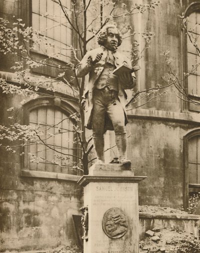 Dr. Johnson en su pedestal, desde donde puede ver Fleet Street, c1935 de Donald McLeish