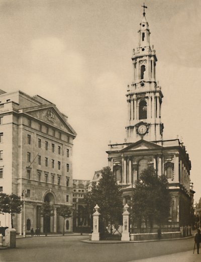 St. Mary-Le-Strand, distinguida por el ensanchamiento moderno de la calle, c. 1935 de Donald McLeish