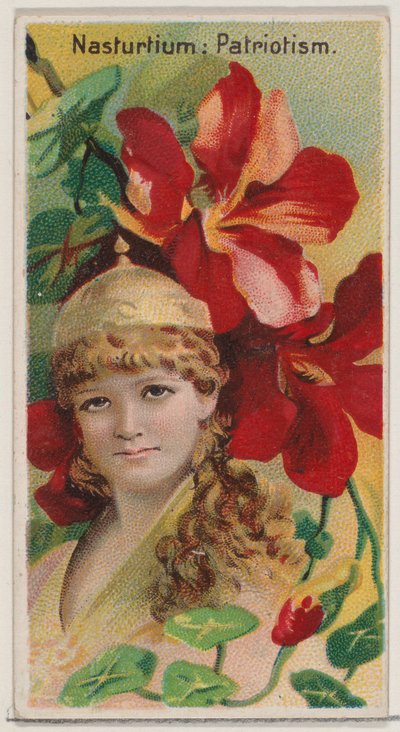 Capuchina: Patriotismo, de la serie Bellezas florales y lenguaje de las flores N75 para ..., 1892 de Donaldson Brothers