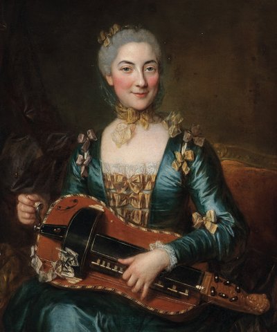 Retrato de una dama tocando una zanfona de Donat Nonotte