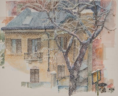 Parada de autobús, 2011 (acuarela sobre papel) de Donatella Merlo