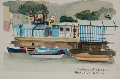 Cabañas en Rapallo, c.1979 (acuarela sobre papel) de Donatella Merlo