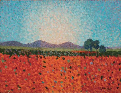 Campo de amapolas, c.1983 o 1988 (óleo sobre cartón) de Donatella Merlo