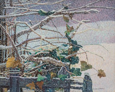 Snow falls, c.1987 (óleo sobre lienzo) de Donatella Merlo