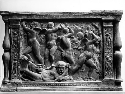 Bacanal de putti, panel de la base de 