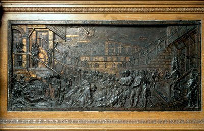 El Milagro de San Antonio, la reimplantación del pie, panel del altar principal (relieve de bronce) de Donatello