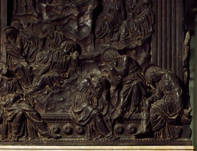 Adoración en el jardín, detalle del púlpito izquierdo, por Donatello, Basílica de San Lorenzo, Florencia, Italia de Donatello