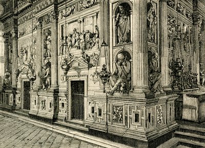 Pantalla de mármol de la Santa Casa, diseñada por Donato Bramante (1444-1514), Santuario de la Santa Casa, Loreto, Marcas, Italia. de Donato Bramante