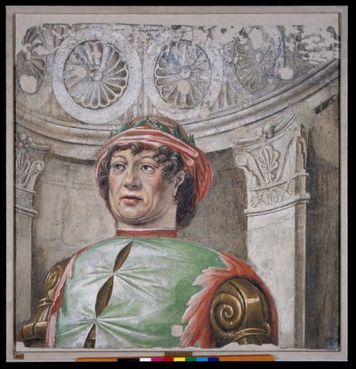Poeta laureado con sombrero rojo de Donato Bramante