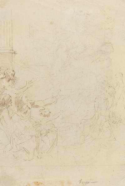 Siete figuras presenciando una ascensión [verso] de Donato Creti