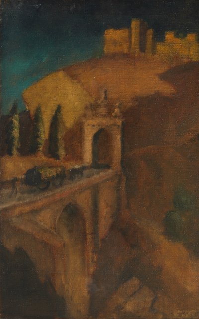 Paisaje de Montaña con Puente (verso), c.1910 de Dora (attr. to) Carrington