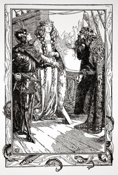 El rey Anguish entrega a Isolt a Sir Tristram de Dora Curtis