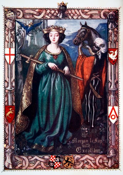Morgan le Fay con Excalibur de Dora Curtis