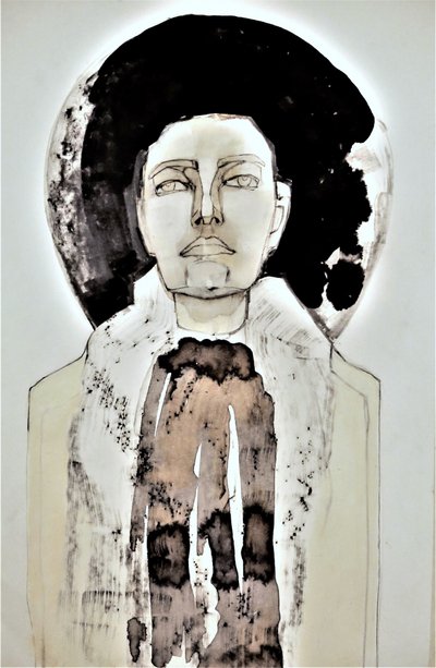Retrato abstracto con halo de Doris Schmitz
