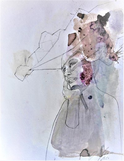 Retrato abstracto y pensativo de Doris Schmitz