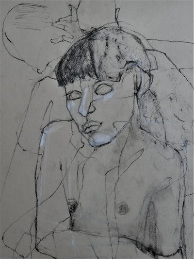 Figura desnuda al carboncillo de Doris Schmitz