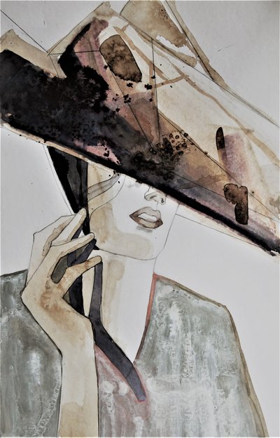 Retrato de moda con un sombrero elegante de Doris Schmitz