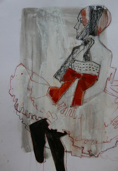 Mujer elegante con lazo rojo de Doris Schmitz