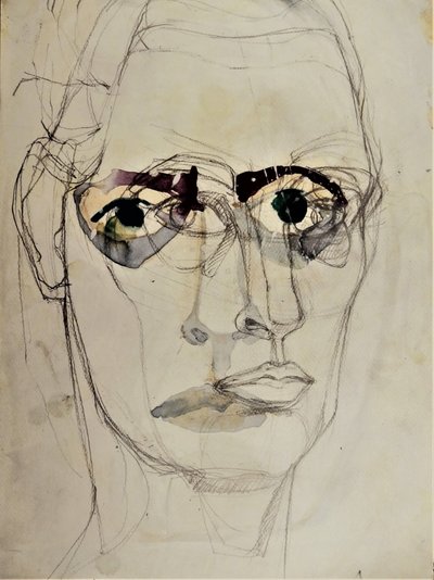 Retrato de mirada intensa de Doris Schmitz