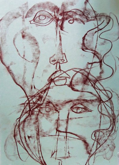 Rostros abstractos entrelazados de Doris Schmitz