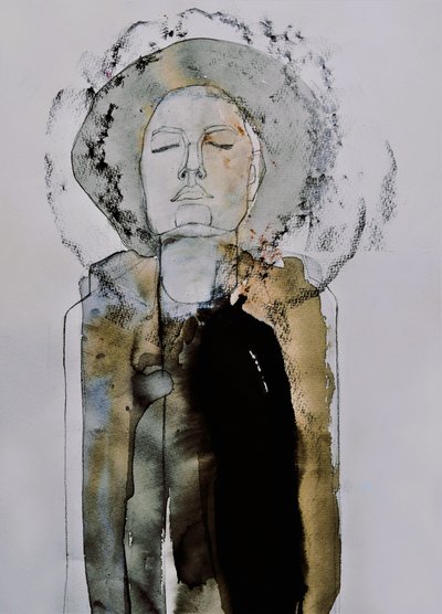 Retrato de una mujer meditando de Doris Schmitz