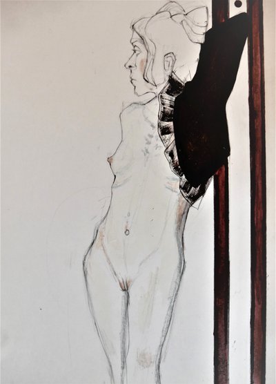 Perfil de un desnudo pensativo de Doris Schmitz