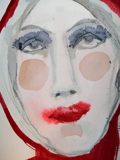 Retrato de labios rojos de Doris Schmitz