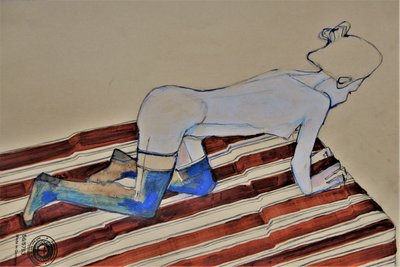 Mujer sensual de rodillas de Doris Schmitz