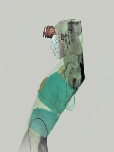 Perfil drapeado en color verde azulado de Doris Schmitz