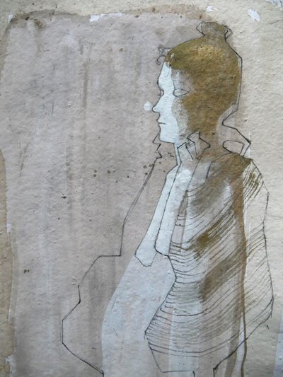 Dibujo de perfil minucioso de Doris Schmitz