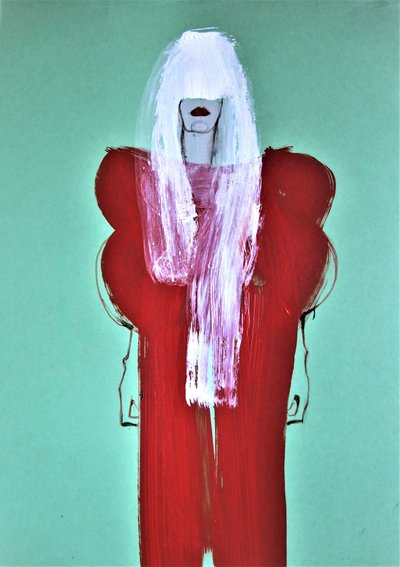 Pelo blanco, vestido rojo de Doris Schmitz