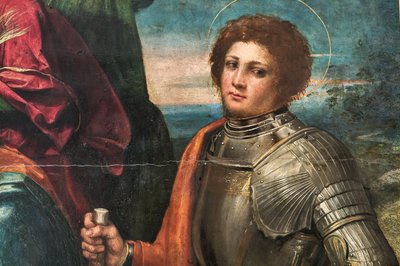Virgen con el Niño Jesús y San Sebastián y San Jorge, detalle de 2384616 de Dosso Dossi