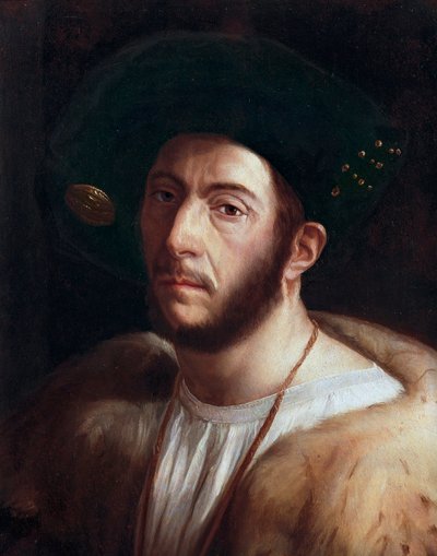 Retrato de hombre, probablemente Cesare Borgia (1475-1507) (detalle) de Dosso Dossi