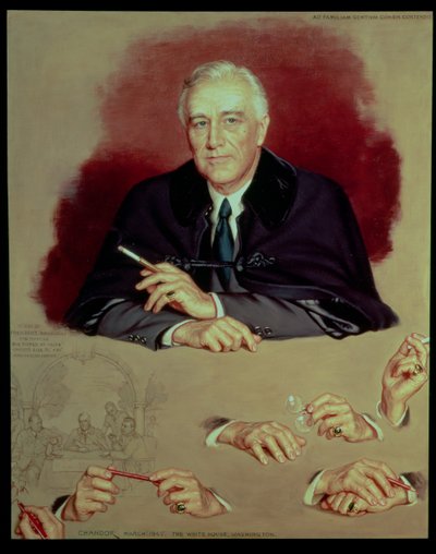 Estudio de Franklin Delano Roosevelt para el cuadro "Los tres grandes en Yalta de Douglas Chandor