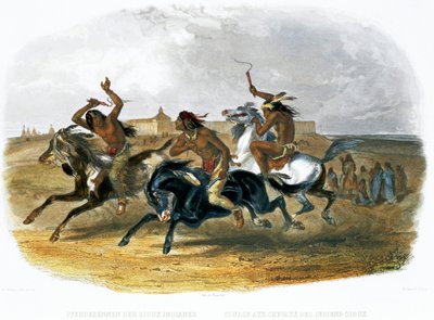 Carreras de caballos de los indios Sioux cerca de Fort Pierre, 1843 de Du Casse and Doherty