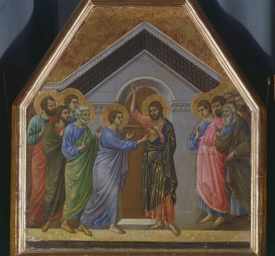 Retablo: La Incredulidad de Santo Tomás, (detalle) de Duccio di Buoninsegna