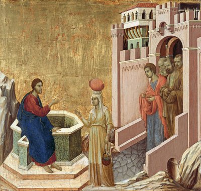 Cristo y la mujer samaritana de Duccio di Buoninsegna