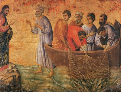 Cristo en el Mar de Galilea (detalle) de Duccio di Buoninsegna