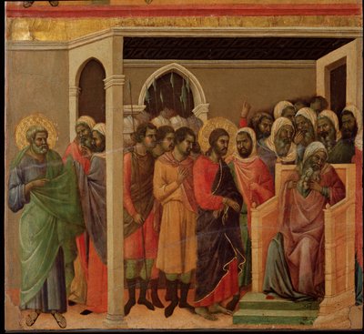 Jesús ante Caifás. Retablo de la Maestà de Duccio di Buoninsegna