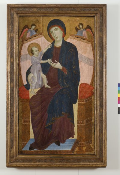 Madonna y Niño en el trono y Ángeles, 1280-85 de Duccio di Buoninsegna