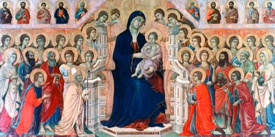 Maestà, Madonna con ángeles y santos, 1308-1311 de Duccio di Buoninsegna