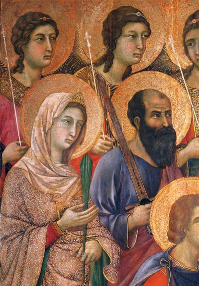 Maestà del Retablo de Duccio en la Catedral de Siena por Duccio di Buoninsegna (detalle) de Duccio di Buoninsegna