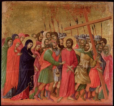 Pasión: la subida al Calvario (retablo de La Maestà) de Duccio di Buoninsegna
