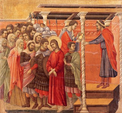 Pilato lavándose las manos (detalle) de Duccio di Buoninsegna