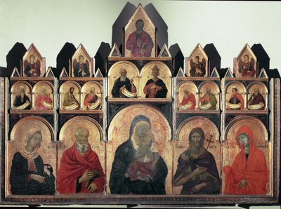 Políptico n 47 - Santa Inés, San Juan, Virgen con niño, San Juan Bautista y Santa María Magdalena de Duccio di Buoninsegna