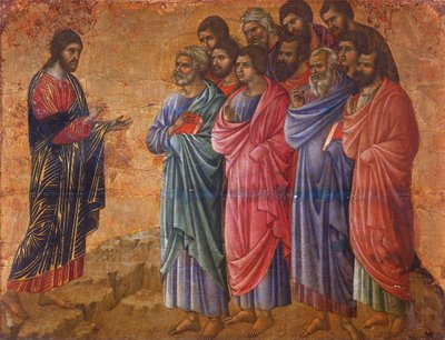 La Aparición de Cristo en la Montaña en Galilea (detalle) de Duccio di Buoninsegna
