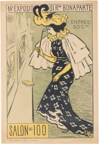 Cartel de la decimocuarta exposición del Salón de los 100 de Ducourtioux and Huillard