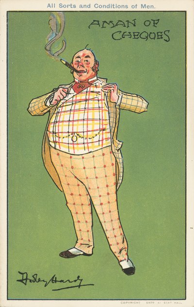 Un hombre de cheques: un hombre rico en un traje a cuadros de Dudley Hardy