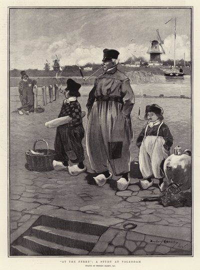 En el ferry, un estudio en Volendam de Dudley Hardy