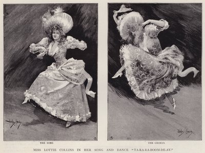 Cantante y bailarina de music hall inglesa Lottie Collins interpretando su popular canción Ta-Ra-Ra-Boom-De-Ay de Dudley Hardy